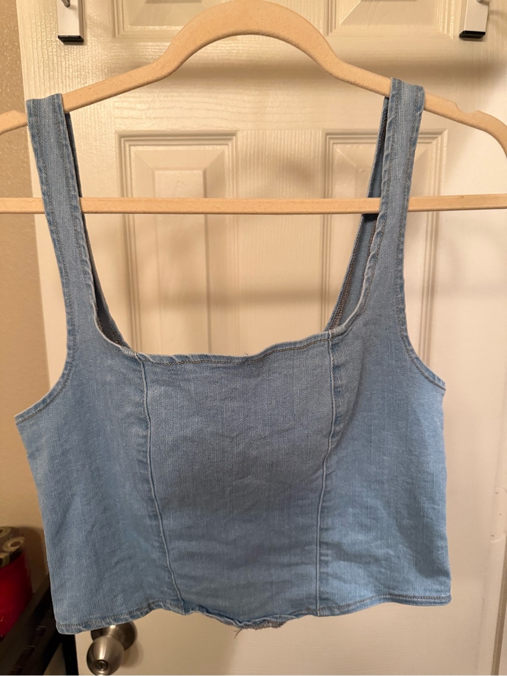 Light Blue Denim Tank Top - Women's Sleeveless Crop